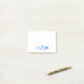 クリスマス鐘の青い付箋 ポストイット (デスク上)