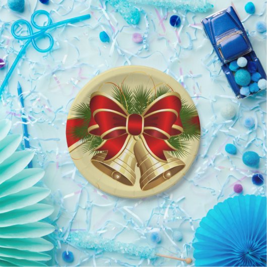 クリスマス鐘金テーブルウェア ペーパープレート (パーティー)