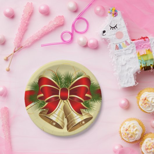 クリスマス鐘金テーブルウェア ペーパープレート (パーティー)