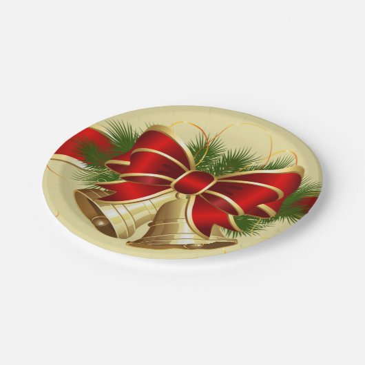 クリスマス鐘金テーブルウェア ペーパープレート (アングル)