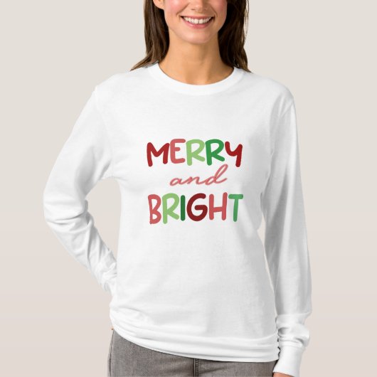 クリスマス長袖トップメリー – と明るい Tシャツ (正面)