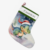 クリスマス間抜け恐竜 ラージクリスマスストッキング (正面 (吊り時))