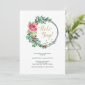 クリスマス関数招待状、非対称リース 招待状 (スタンド正面)