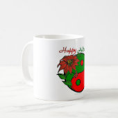 クリスマス陰陽ポインセチア コーヒーマグカップ (正面左)