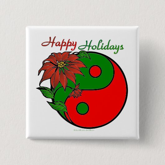 クリスマス陰陽ポインセチア 缶バッジ (正面)