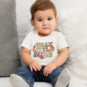 クリスマス陽気な小さな男の子 ベビーTシャツ