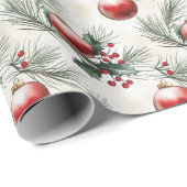 クリスマス離れと赤いボール ラッピングペーパー (ロールコーナー)