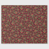 クリスマス離れのホリーのと果実は赤と緑 ラッピングペーパー (フラット)