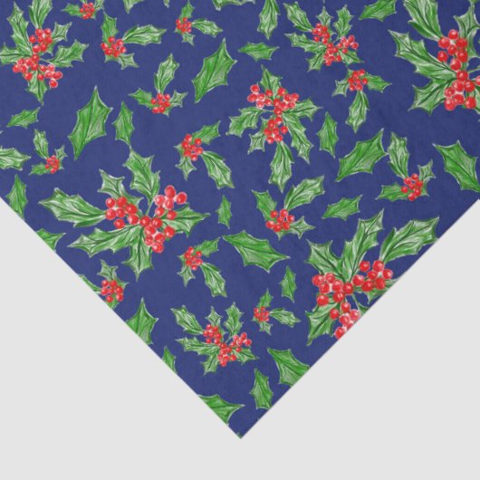 クリスマス離れのホリーのと果実は赤と緑 薄葉紙 (詳細)