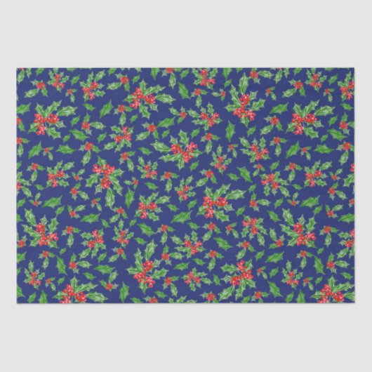 クリスマス離れのホリーのと果実は赤と緑 薄葉紙 (正面)