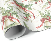 クリスマス離れのリボンと赤いリボンとベル ラッピングペーパー (ロールコーナー)