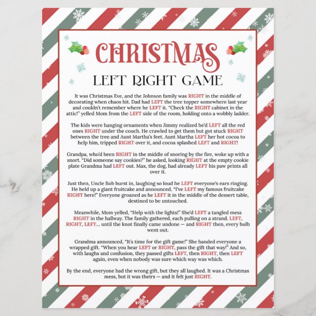 クリスマス離れの右パス現在のパーティーゲーム (正面)