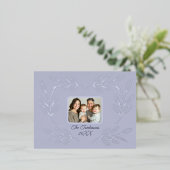 クリスマス離れの家族の写真のスクリパーソナライズされたプト 箔シーズンポストカード (立ち正面)