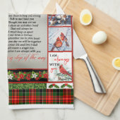 クリスマス離れ（鳥）ショウジョウコウカンチョウキルト毛布 キッチンタオル (四つ折り)