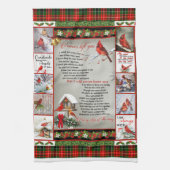 クリスマス離れ（鳥）ショウジョウコウカンチョウキルト毛布 キッチンタオル (縦)