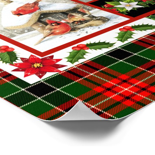 クリスマス離れ(鳥)ショウジョウコウカンチョウキルト毛布 ポスター (角)