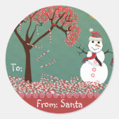 クリスマス雪だるまが緑に表示されるが、色を選択 ラウンドシール (正面)