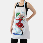 クリスマス雪だるまとガールダンサーおもしろエプロン エプロン (インサイチュ)