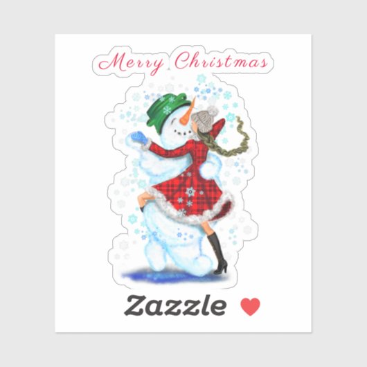 クリスマス雪だるまとガールダンサーのステッカー シール (シート)