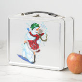 クリスマス雪だるまとガールダンサー金属製ランチボックス メタルランチボックス (インサイチュ)