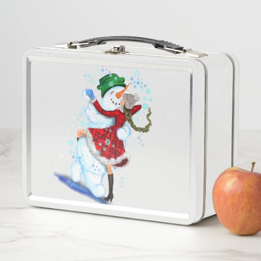 クリスマス雪だるまとガールダンサー金属製ランチボックス メタルランチボックス (インサイチュ)