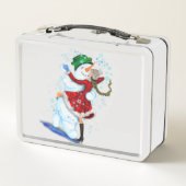 クリスマス雪だるまとガールダンサー金属製ランチボックス メタルランチボックス (裏面)
