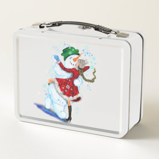 クリスマス雪だるまとガールダンサー金属製ランチボックス メタルランチボックス (裏面)