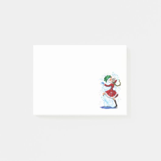 クリスマス雪だるまとガールダンスおもしろい ポストイット (正面)