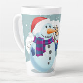 クリスマス雪だるまとサンタ カフェラテマグ (左アングル)
