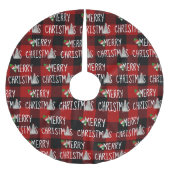 クリスマス雪だるまとツリーオンバッファロープレイド ブラッシュドポリエステルツリースカート (正面)