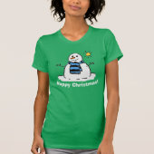 クリスマス雪だるまとハッピークリスマス Tシャツ (正面)