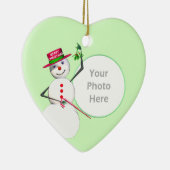 クリスマス雪だるまとミスタントー（写真フレーム） セラミックオーナメント (右)