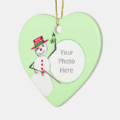 クリスマス雪だるまとミスタントー（写真フレーム） セラミックオーナメント (左)