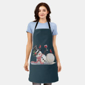 クリスマス雪だるまとワインギフトクリスマス飲む エプロン (着用した状態)