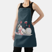 クリスマス雪だるまとワインギフトクリスマス飲む エプロン (インサイチュ)