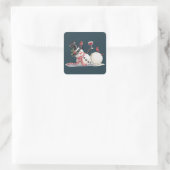 クリスマス雪だるまとワインギフトクリスマス飲む スクエアシール (バッグ)