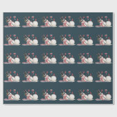 クリスマス雪だるまとワインギフトクリスマス飲む ラッピングペーパー (フラット)