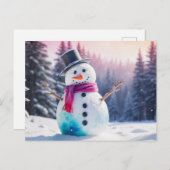 クリスマス雪だるまと冬林 シーズンポストカード (正面/裏面)