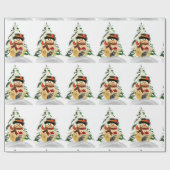 クリスマス雪だるまと動物ラッピング紙 ラッピングペーパー (フラット)