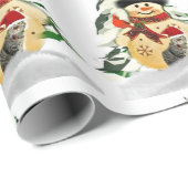 クリスマス雪だるまと動物ラッピング紙 ラッピングペーパー (ロールコーナー)