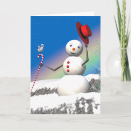 クリスマス雪だるまと友人 シーズンカード