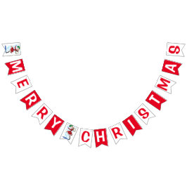 クリスマス雪だるまと女の子の踊り子が旗を束ねる バンティングフラッグ