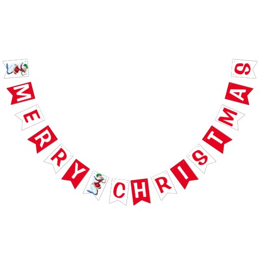 クリスマス雪だるまと女の子の踊り子が旗を束ねる バンティングフラッグ (全)