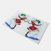 クリスマス雪だるまと女の子ダンス ドアマット (アングル)