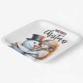 クリスマス雪だるまと女の子 ペーパープレート (傾斜あり)