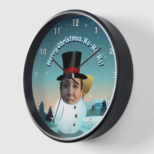 クリスマス雪だるまと好きな顔 壁時計 (傾斜)