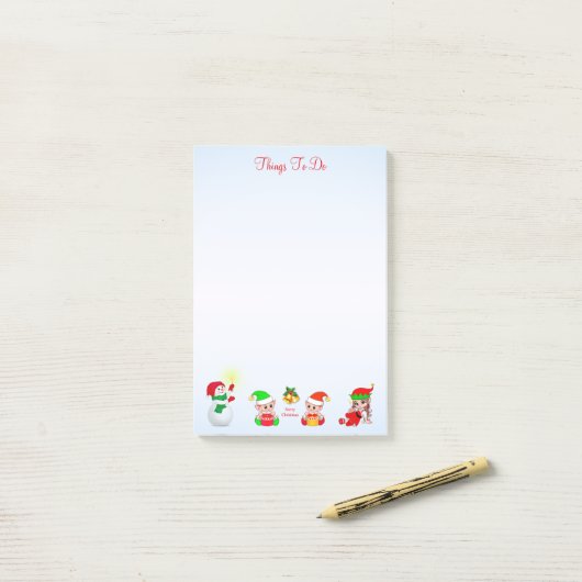 クリスマス雪だるまと小人のポストイットを行う事 ポストイット (デスク上)