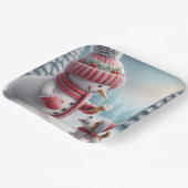 クリスマス雪だるまと犬 ペーパープレート (傾斜あり)