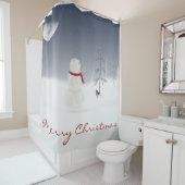 クリスマス雪だるまと金ゴールド星と月 シャワーカーテン (インサイチュ)