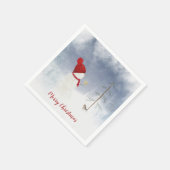 クリスマス雪だるまと金ゴールド星 スタンダードカクテルナプキン (角)